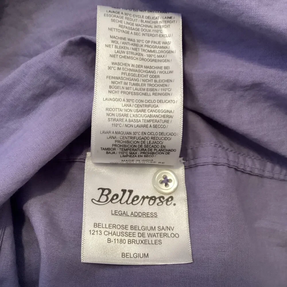 Bellerose Isis Blue 100% Cotton Oversized Gathered Back Midi Shirt Dress NWT OS